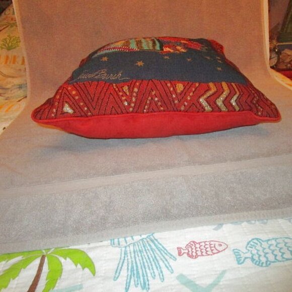 90s Vtg Laurel Burch Celestial Cats Tapestry Throw Pillow Reversible Velvet 18” - Picture 8 of 10